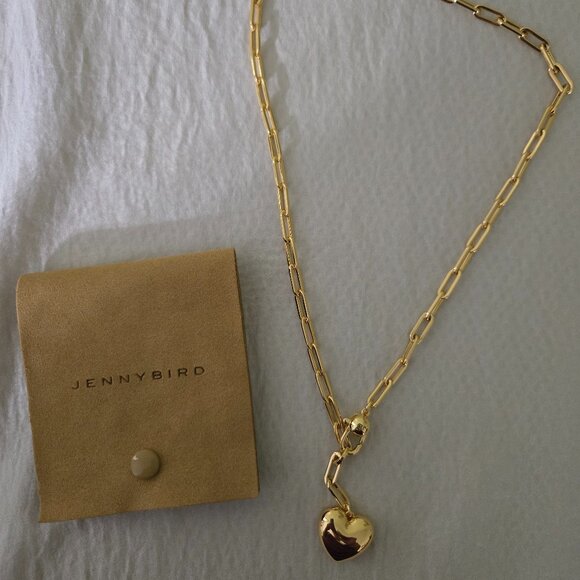 JENNY BIRD PUFFY HEART CHAIN GOLD NECKLACE - Picture 1 of 4